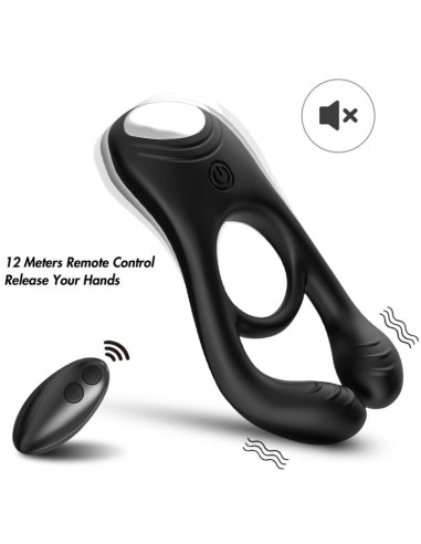 ARMONY VEYRON ANILLO VIBRADOR DOBLE PINZA CONTROL REMOTO NEGRO