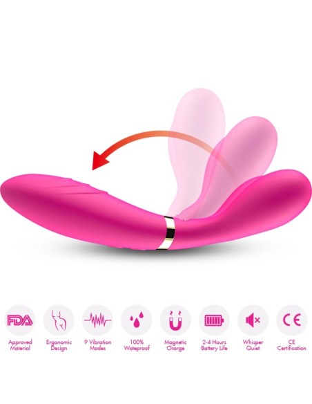 ARMONY Y WAND MASAJEADOR VIBRADOR CABEZA DOBLE FUCSIA