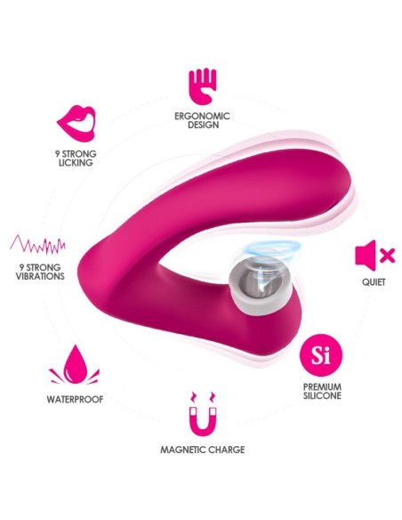 ARMONY SECRETKISS ESTIMULADOR CON LENGUA CLITORIS VIBRADOR CURVO FUCSIA