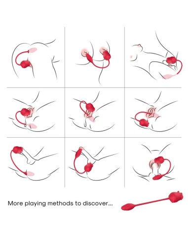 ARMONY ROSA 2 EN 1 ESTIMULADOR SUCCION VIBRADOR 10 MODOS CON COLA ROJO