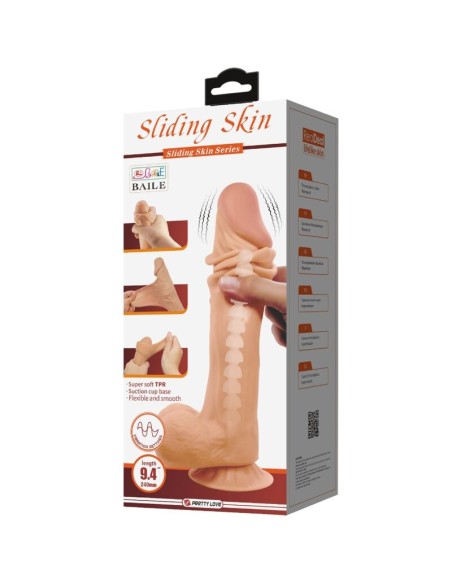 PRETTY LOVE SLIDING SKIN SERIES DILDO REALISTICO CON VENTOSA PIEL DESLIZANTE NATURAL 24 CM