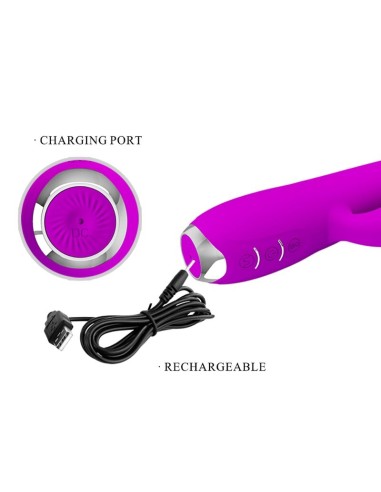 PRETTY LOVE GLORIA VIBRADOR CONEJO RECARGABLE IMPERMEABLE MORADO
