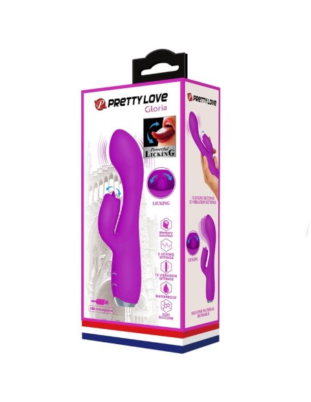PRETTY LOVE GLORIA VIBRADOR CONEJO RECARGABLE IMPERMEABLE MORADO