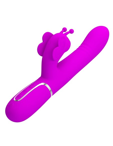 PRETTY LOVE VIBRADOR RABBIT MULTIFUNCION 4 EN 1 MARIPOSA FUCSIA