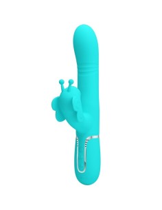 PRETTY LOVE VIBRADOR RABBIT MULTIFUNCION 4 EN 1 MARIPOSA VERDE AGUA