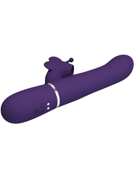 PRETTY LOVE VIBRADOR RABBIT MULTIFUNCION 4 EN 1 MARIPOSA MORADO