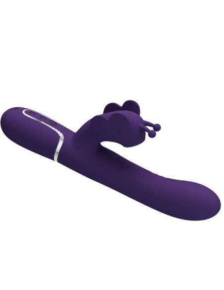 PRETTY LOVE VIBRADOR RABBIT MULTIFUNCION 4 EN 1 MARIPOSA MORADO