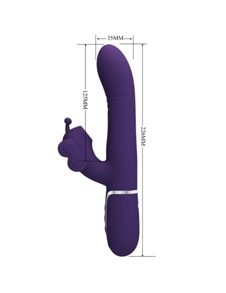 PRETTY LOVE VIBRADOR RABBIT MULTIFUNCION 4 EN 1 MARIPOSA MORADO