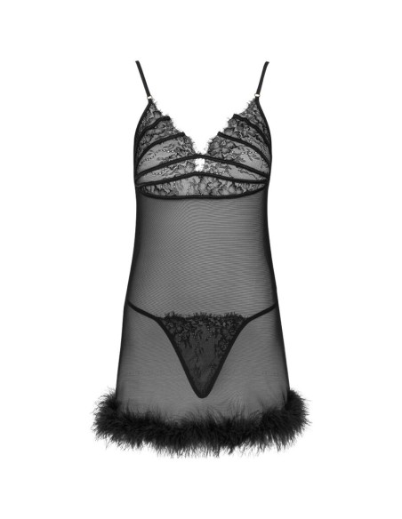 LIVCO CORSETTI FASHION ZERUNAM SET BABYDOLL TANGA NEGRO