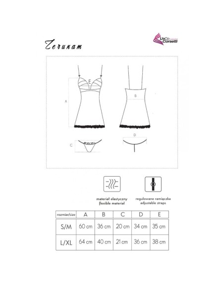 LIVCO CORSETTI FASHION ZERUNAM SET BABYDOLL TANGA NEGRO