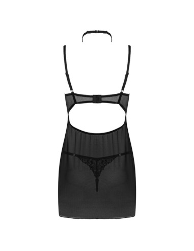 LIVCO CORSETTI FASHION BINELLA SET BABYDOLL TANGA NEGRO