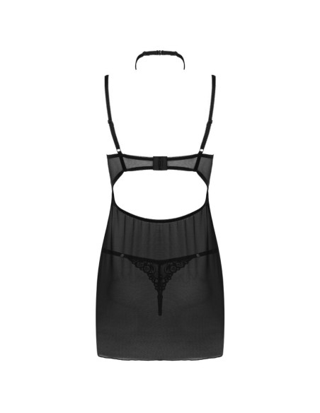 LIVCO CORSETTI FASHION BINELLA SET BABYDOLL TANGA NEGRO