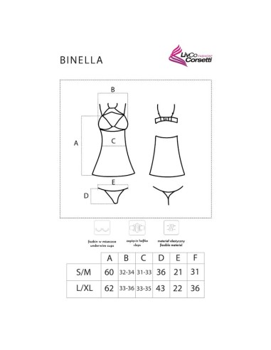 LIVCO CORSETTI FASHION BINELLA SET BABYDOLL TANGA NEGRO