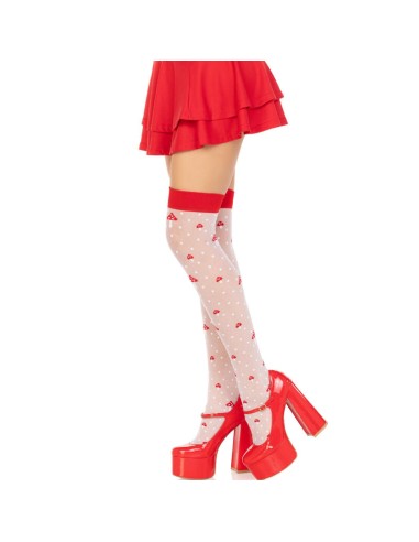 LEG AVENUE CALCETINES ALTOS CHAMPINONES ROJO BLANCO