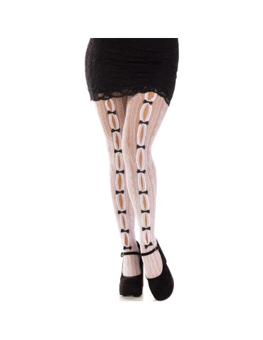 LEG AVENUE MEDIAS CON ABERTURAS CORAZON LAZOS ROSA