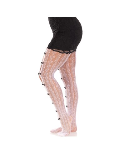 LEG AVENUE MEDIAS CON ABERTURAS CORAZON LAZOS ROSA