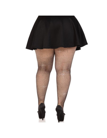 LEG AVENUE MEDIAS REJILLA CRISTALIZADA NEGRO PLUS SIZE LEG AVENUE MEDIAS REJILLA CRISTALIZADA NEGRO PLUS SIZE