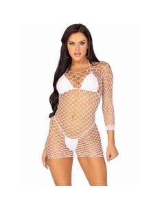 LEG AVENUE VESTIDO DE REJILLA MANGA LARGA BLANCO TALLA UNICA