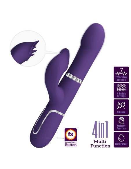 PRETTY LOVE ZALIN VIBRADOR RABBIT PERLAS 4 EN 1 MORADO