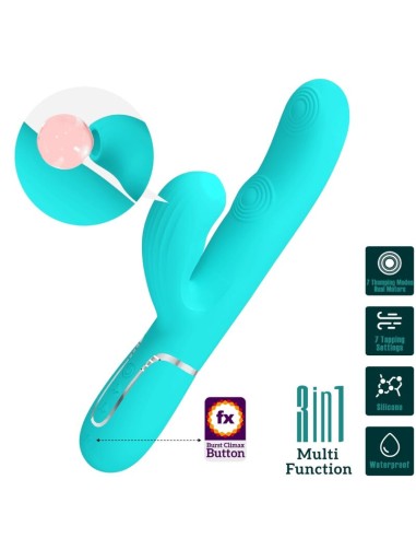 PRETTY LOVE PERLITA VIBRADOR PUNTO G 3 EN 1 MULTIFUNCION VERDE AGUA