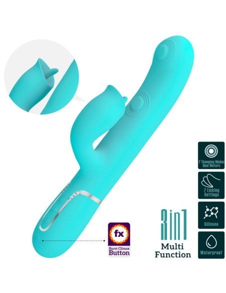PRETTY LOVE VIBRADOR RABBIT CON LICKING VERDE AGUA