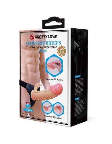PRETTY LOVE MAVIS HARNESS BRIEFS UNIVERSAL CON DILDO 19 CM NATURAL