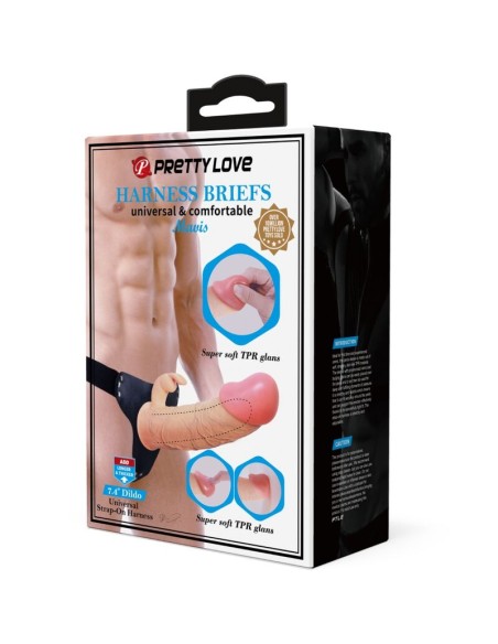 PRETTY LOVE MAVIS HARNESS BRIEFS UNIVERSAL CON DILDO 19 CM NATURAL