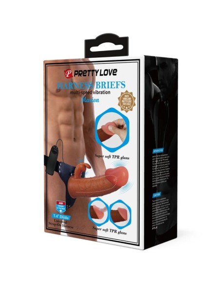 PRETTY LOVE MARION HARNESS BRIEFS UNIVERSAL CON DILDO VIBRACION 19 CM MULATO