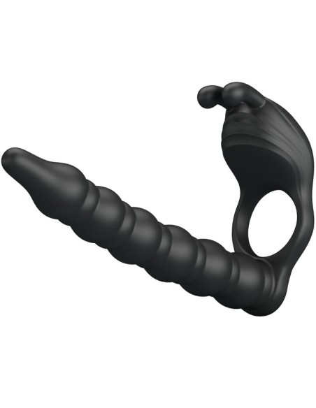 PRETTY LOVE BLACKNEY ANILLO PENE CON PLUG VIBRADOR NEGRO