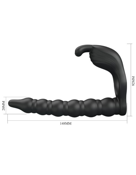 PRETTY LOVE BLACKNEY ANILLO PENE CON PLUG VIBRADOR NEGRO
