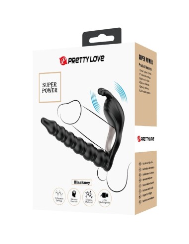 PRETTY LOVE BLACKNEY ANILLO PENE CON PLUG VIBRADOR NEGRO