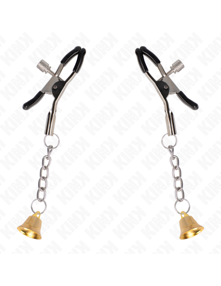KINK PINZAS PARA PEZONES CON COLGANTE DE CAMPANA DORADO 6 CM