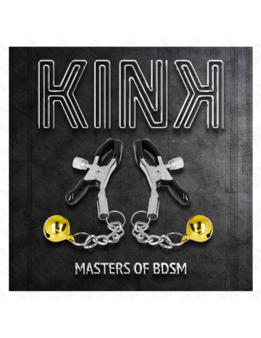 KINK PINZAS PARA PEZONES CON COLGANTE DE CASCABEL DORADO 6 CM