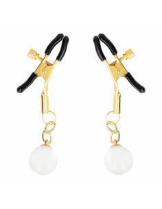 KINK PINZAS PARA PEZONES DORADAS CON COLGANTE DE VIDRIO 6 CM 2