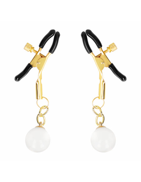 KINK PINZAS PARA PEZONES DORADAS CON COLGANTE DE VIDRIO 6 CM