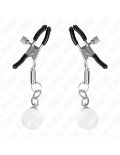 KINK PINZAS PARA PEZONES PLATEADAS CON COLGANTE DE VIDRIO 6 CM 2