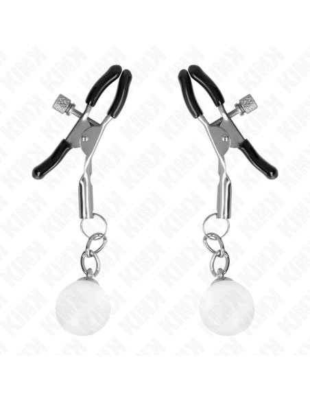 KINK PINZAS PARA PEZONES PLATEADAS CON COLGANTE DE VIDRIO 6 CM