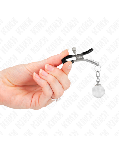 KINK PINZAS PARA PEZONES PLATEADAS CON COLGANTE DE VIDRIO 6 CM