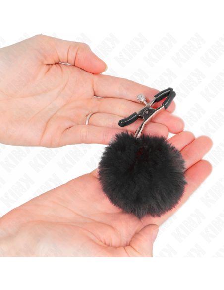 KINK PINZAS PARA PEZONES CON POMPAN NEGRO 6 CM