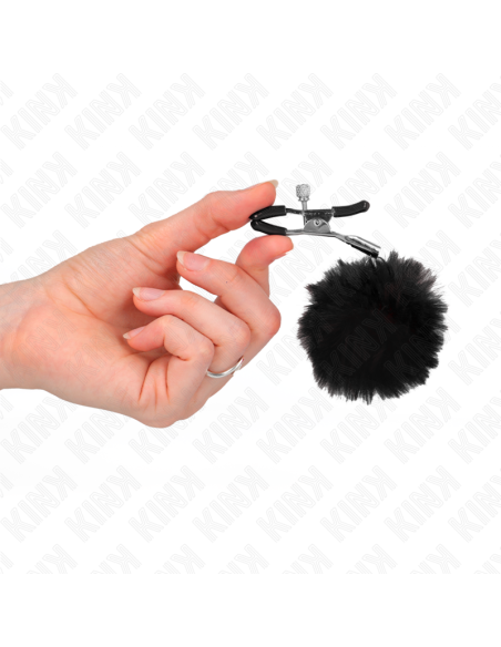 KINK PINZAS PARA PEZONES CON POMPAN NEGRO 6 CM