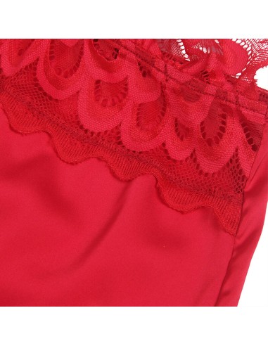 SUBBLIME BABYDOLL SATINADO CON ENCAJE ROJO S M