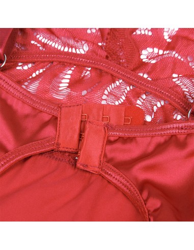 SUBBLIME BABYDOLL SATINADO CON ENCAJE ROJO S M