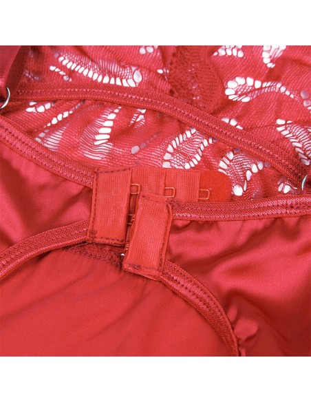 SUBBLIME BABYDOLL SATINADO CON ENCAJE ROJO S M