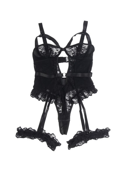 SUBBLIME TEDDY CON LIGA DETALLE ENCAJES Y TIRAS NEGRO S M