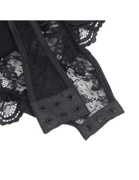 SUBBLIME TEDDY CON LIGA DETALLE ENCAJES Y TIRAS NEGRO S M