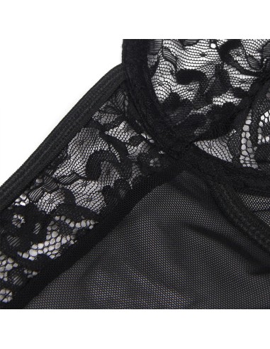SUBBLIME TEDDY CON LIGA DETALLE ENCAJES Y TIRAS NEGRO S M