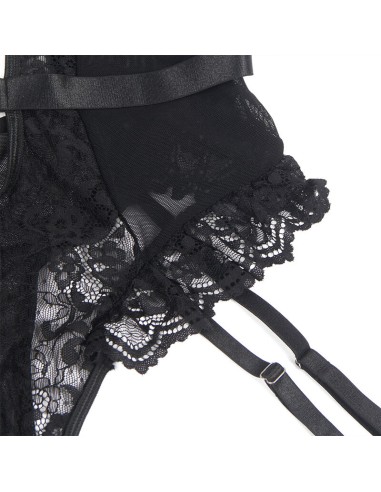 SUBBLIME TEDDY CON LIGA DETALLE ENCAJES Y TIRAS NEGRO S M