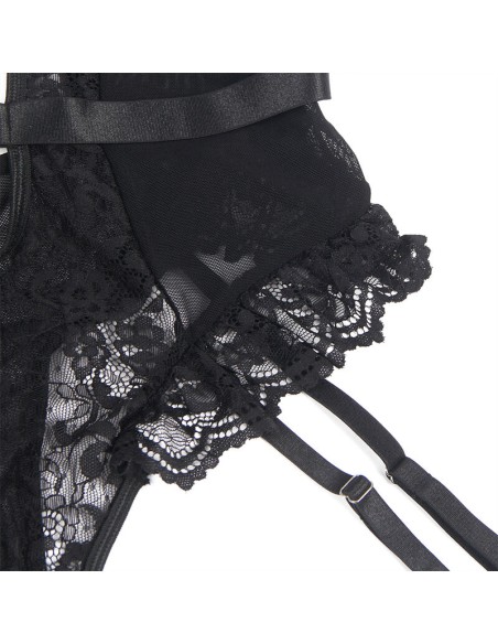 SUBBLIME TEDDY CON LIGA DETALLE ENCAJES Y TIRAS NEGRO S M