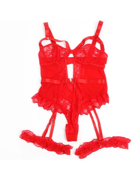 SUBBLIME TEDDY CON LIGA DETALLE ENCAJE Y TIRAS ROJO S M