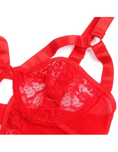 SUBBLIME TEDDY CON LIGA DETALLE ENCAJE Y TIRAS ROJO S M